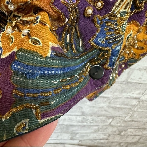 BALI Rama design beaded colorful vest large retro 20s‎ - Picture 4 of 7